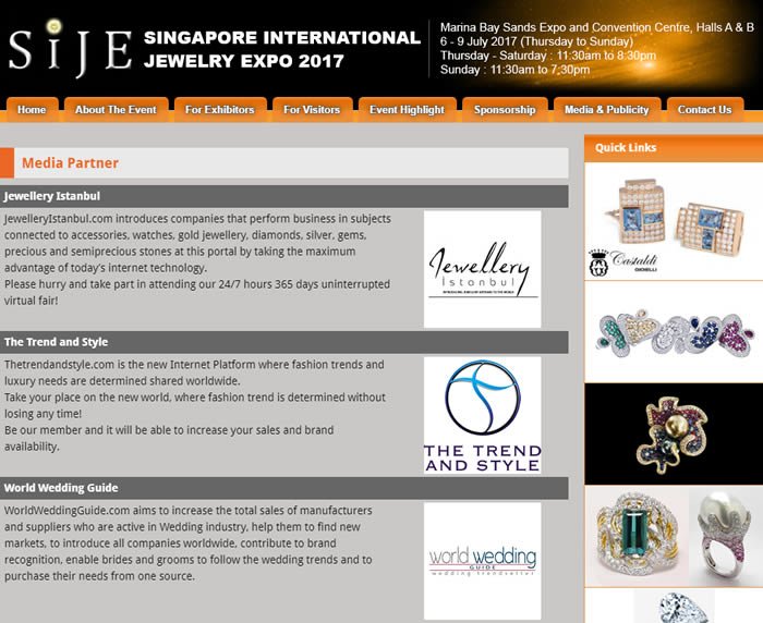 2017 Singapur Mücevher Fuarı Medya Partneri Somut Medya İnternet Network